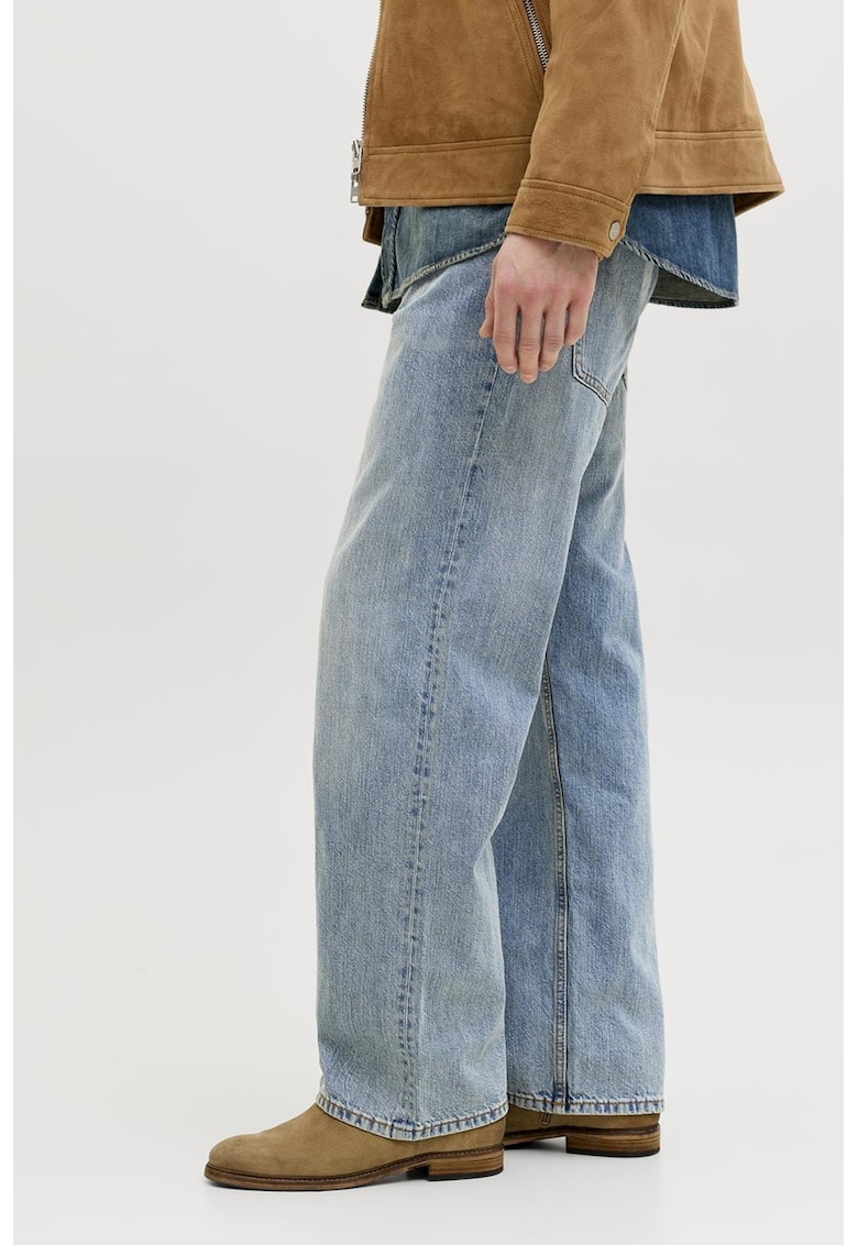 Blugi relaxed fit cu aspect decolorat - Albastru deschis melange