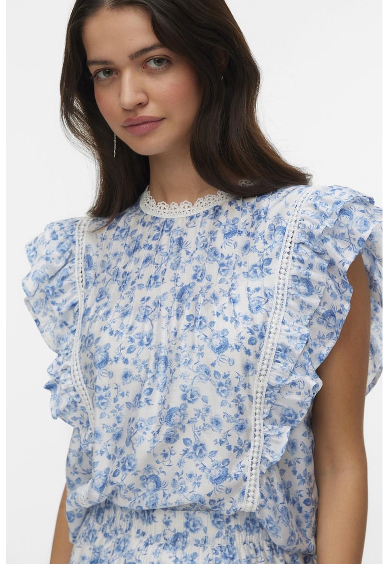 Bluza cu imprimeu floral - Alb/Albastru