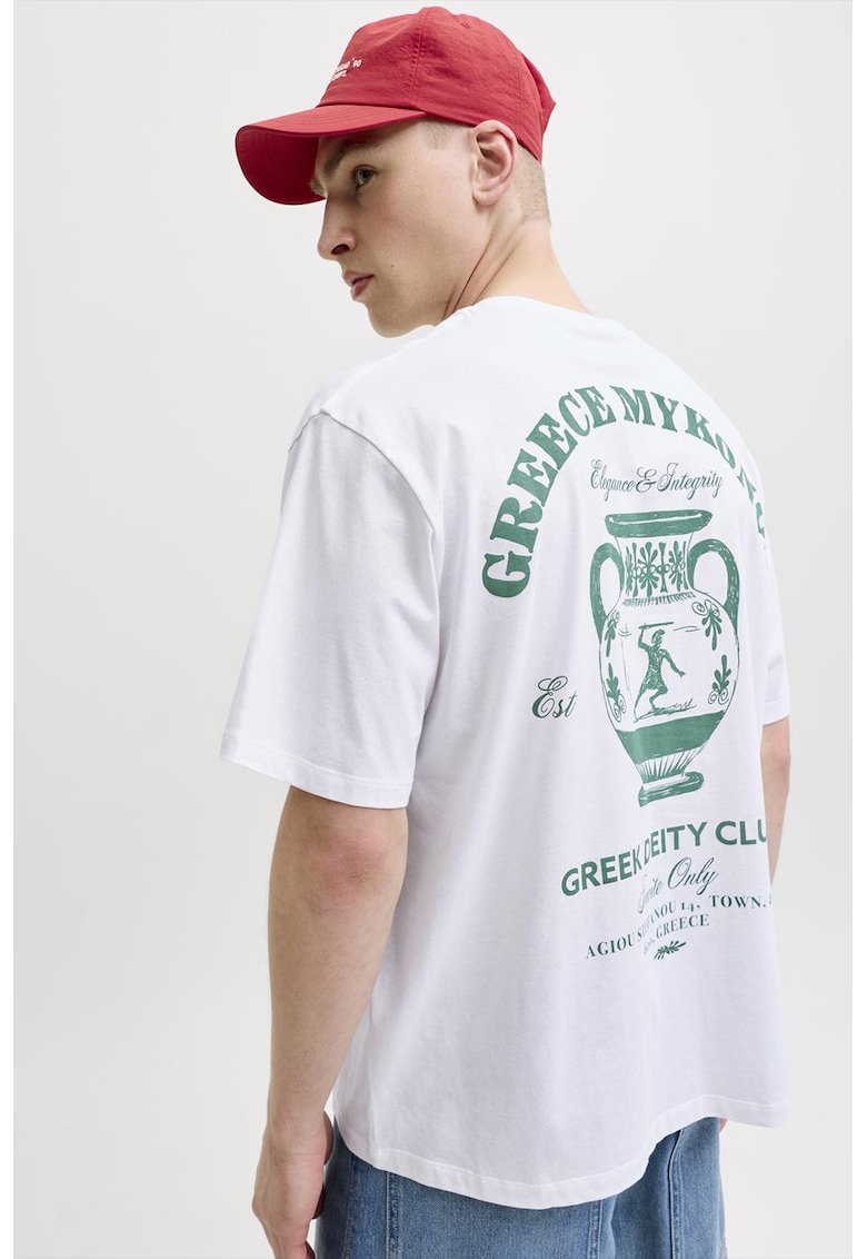 Tricou cu design grafic pe partea din spate - Verde/Alb optic
