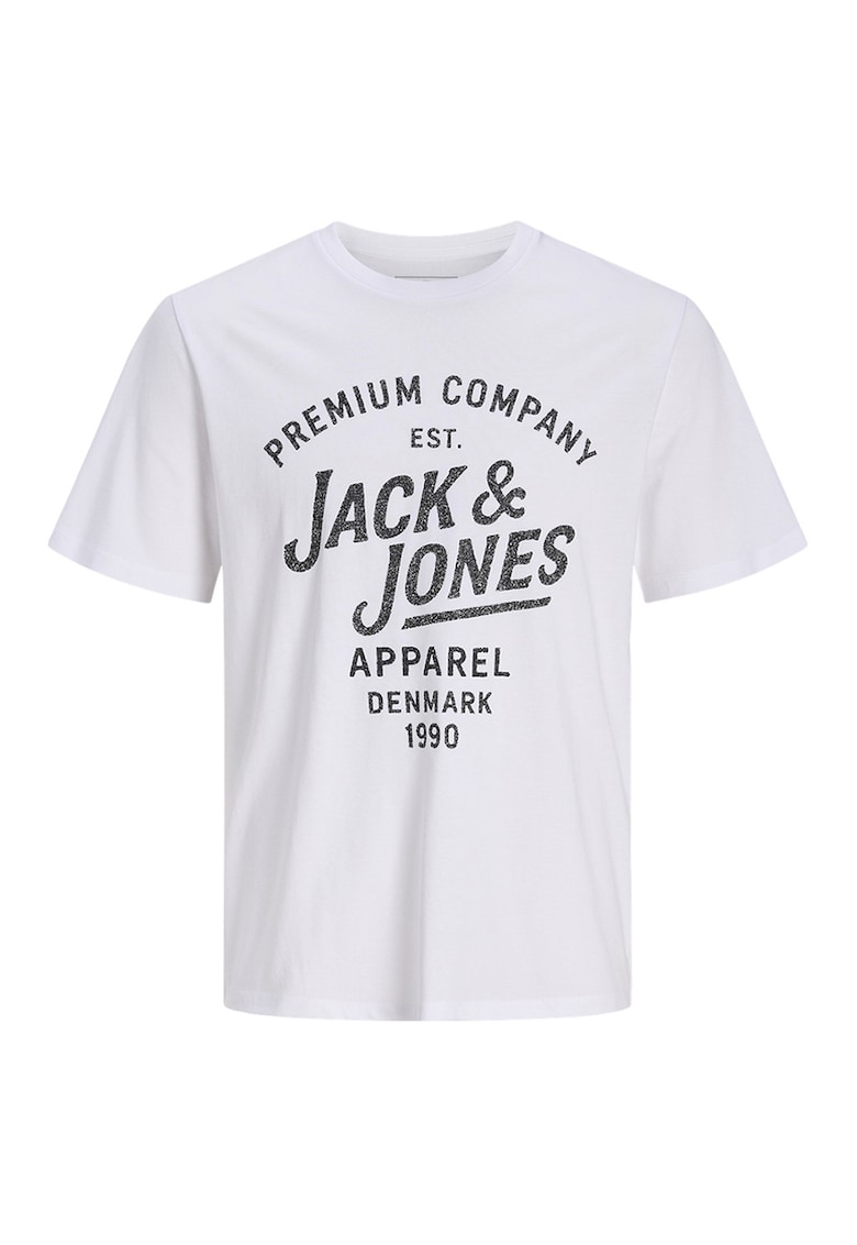 Tricou din bumbac organic cu imprimeu logo - Alb/Negru carbon
