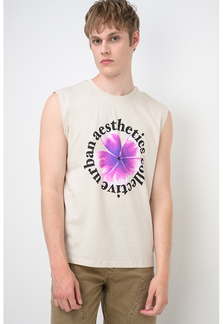 Tricou din bumbac fara maneci Gregg - Bej deschis