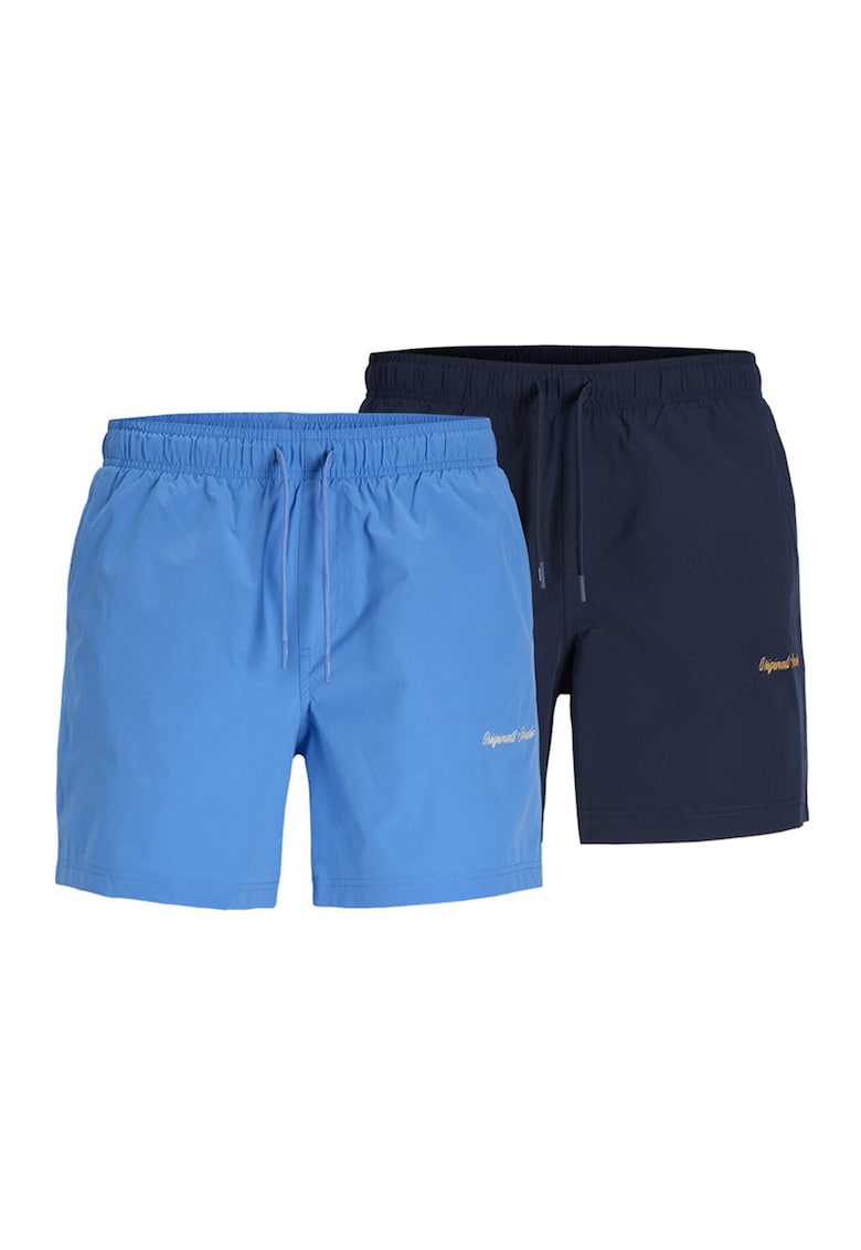 Set de pantaloni scurti de baie cu snur - 2 perechi - Albastru ultramarin/Albastru deschis neon