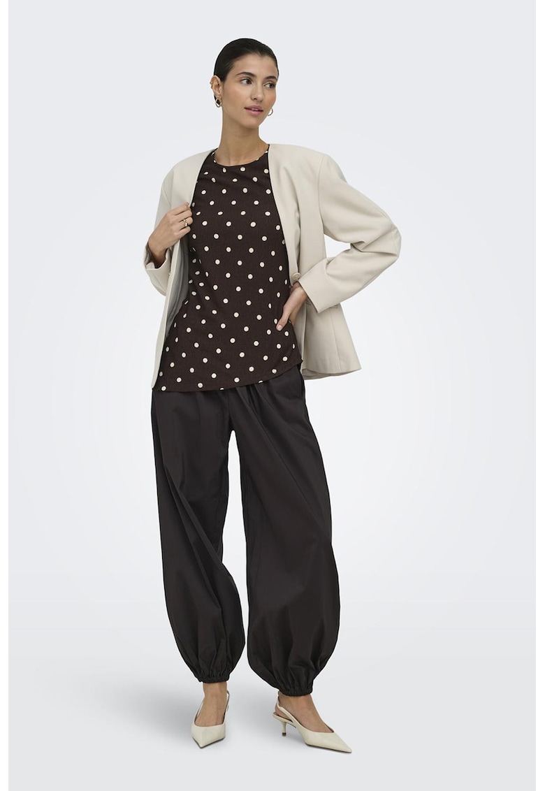 Pantaloni barrel cu model uni - Maro inchis