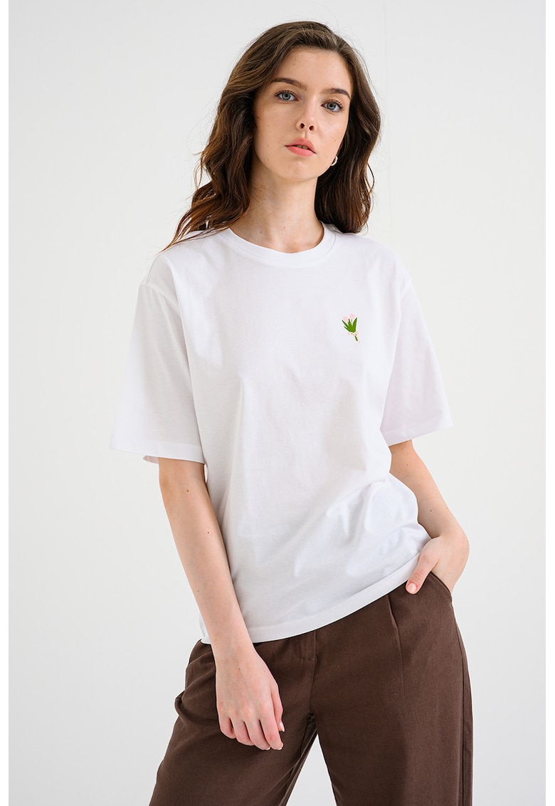 Tricou din bumbac organic cu imprimeu pe partea din spate - Alb optic