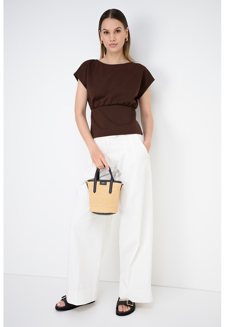 Tricou cu fronseuri in talie - Maro inchis