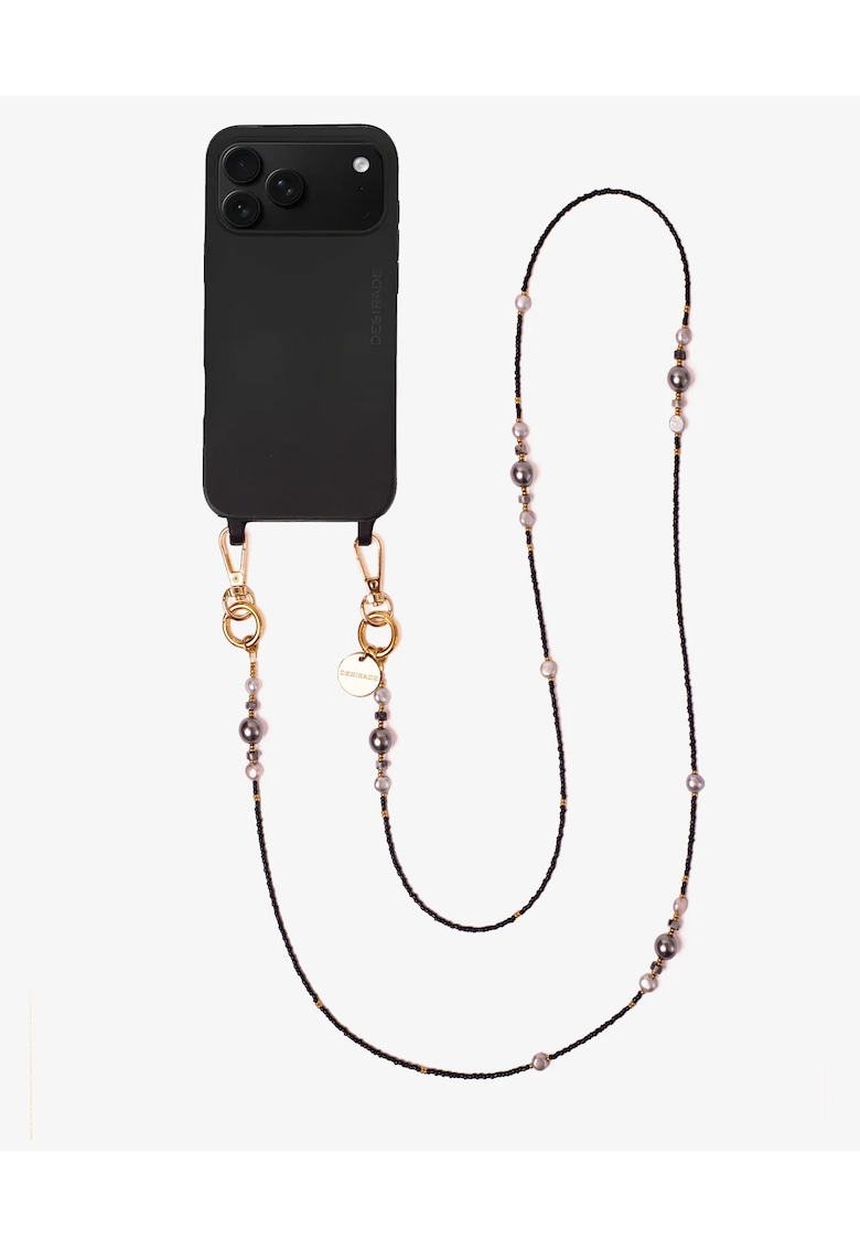 Lant pentru telefon decorat cu perle - pietre si margele Notte Perlata - 120 cm
