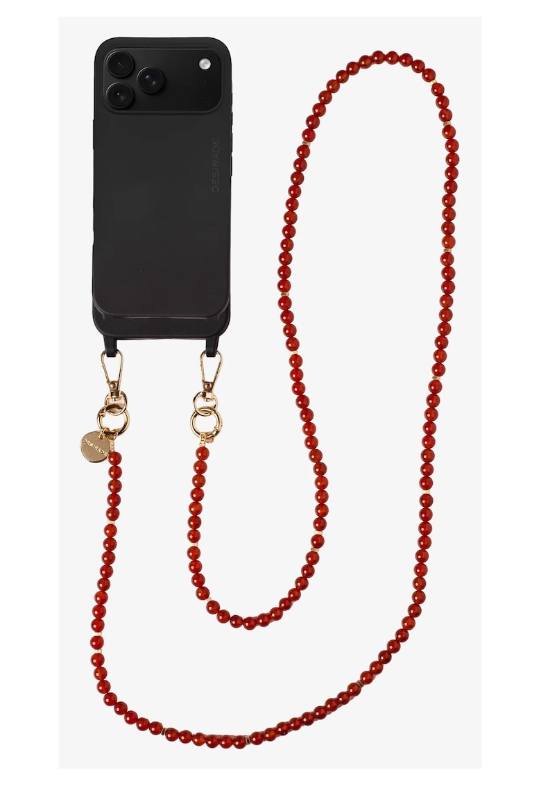 Lant pentru telefon decorat cu agate - Agatha Flame - 120 cm