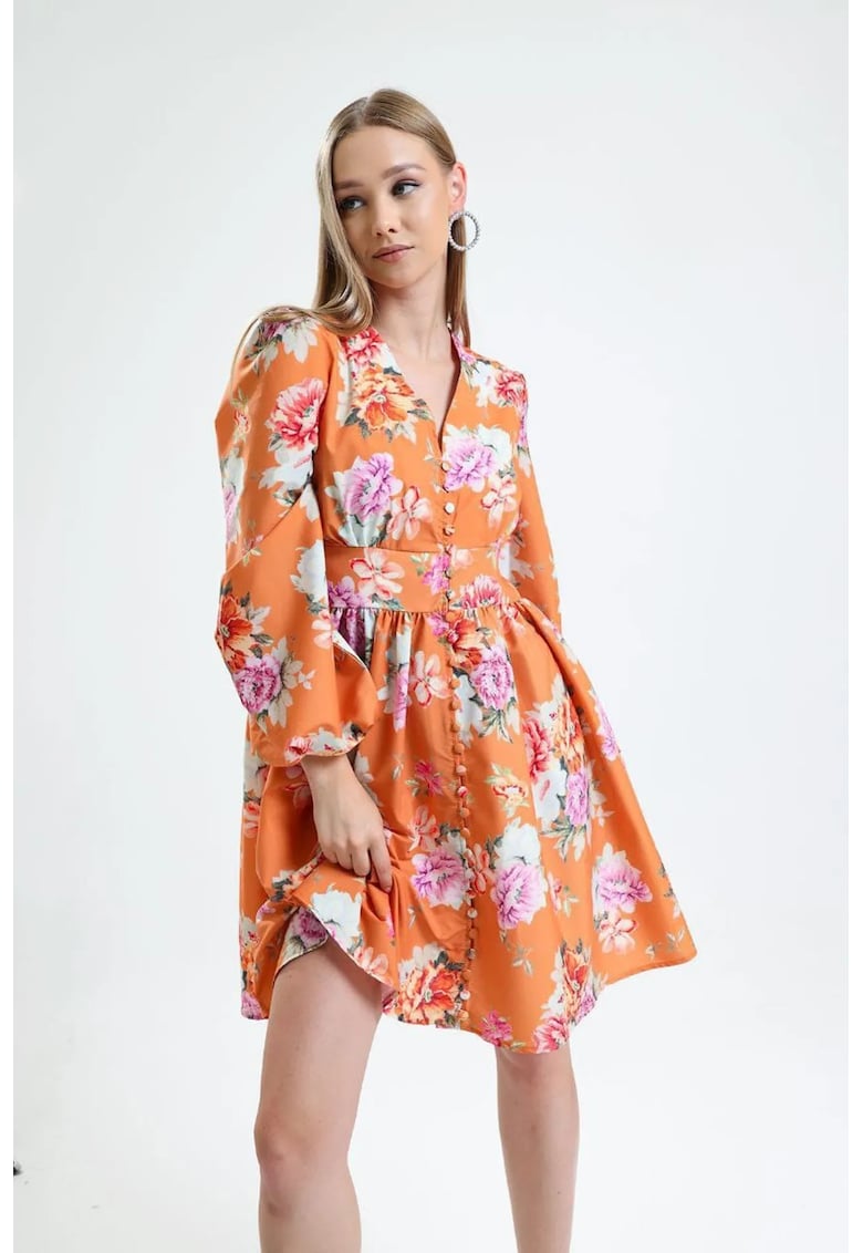 Rochie Mini Floral - Portocaliu