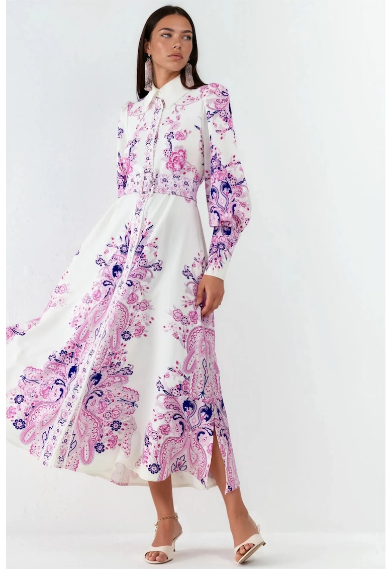 Rochie Maxi - A-Line - imprimeu Paisley - multicolor - Multicolor