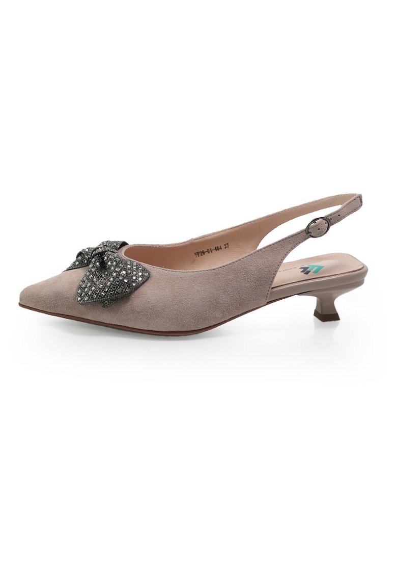 Pantofi Decupati 2601464 din piele naturala Taupe