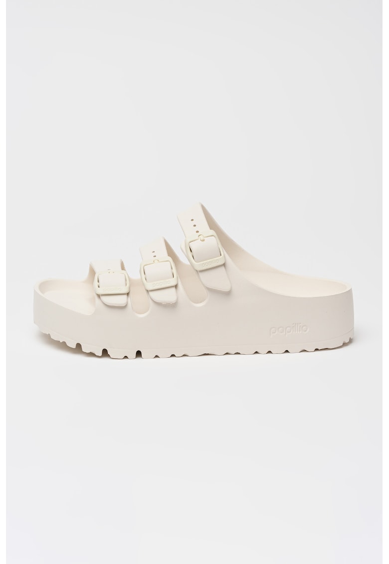 Papuci flatform din material sintetic Florida III - Alb murdar