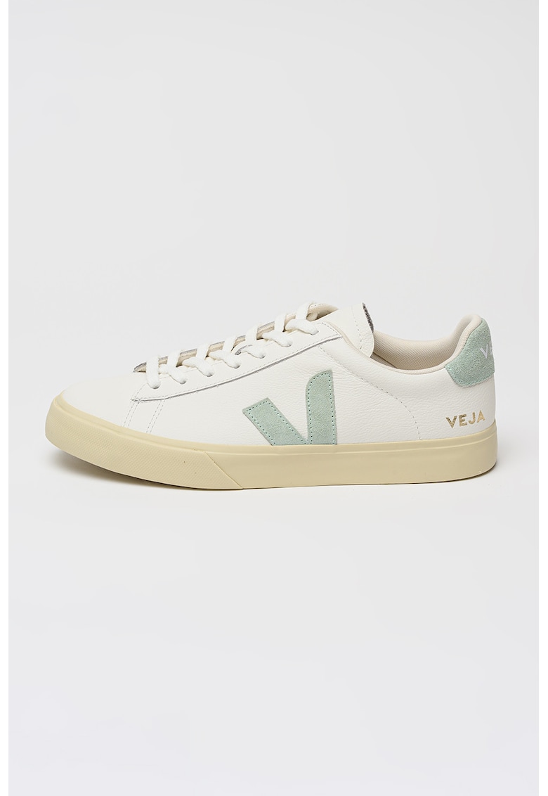 Pantofi sport low-cut de piele cu logo - Alb/Verde menta