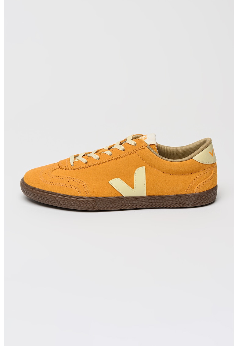 Pantofi sport de piele intoarsa cu detaliu perforat - Portocaliu dovleac
