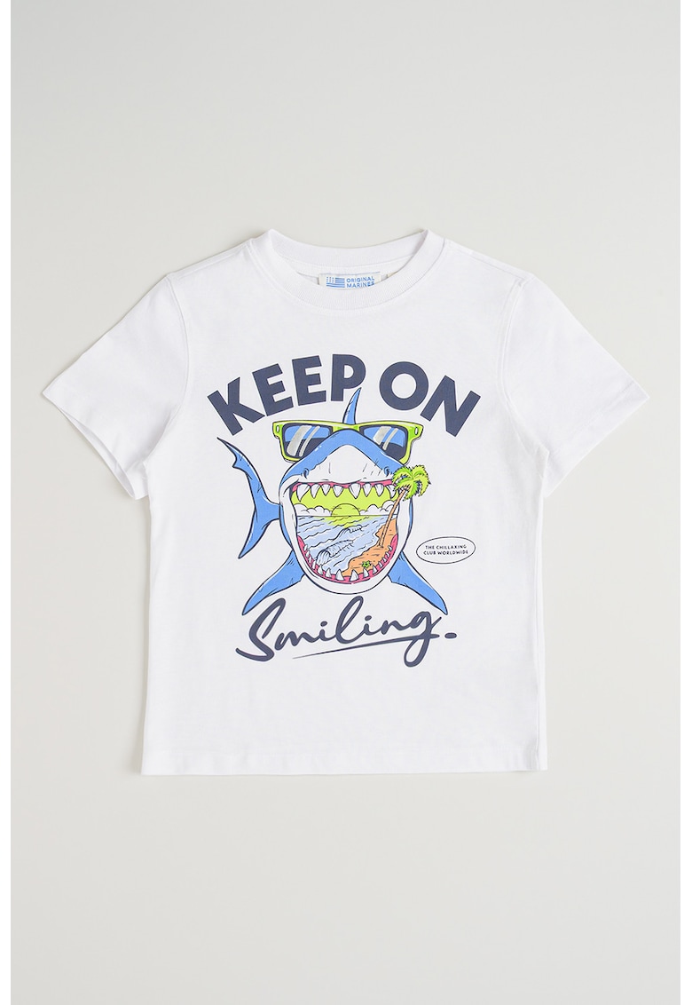 Tricou din bumbac cu imprimeu grafic - Albastru