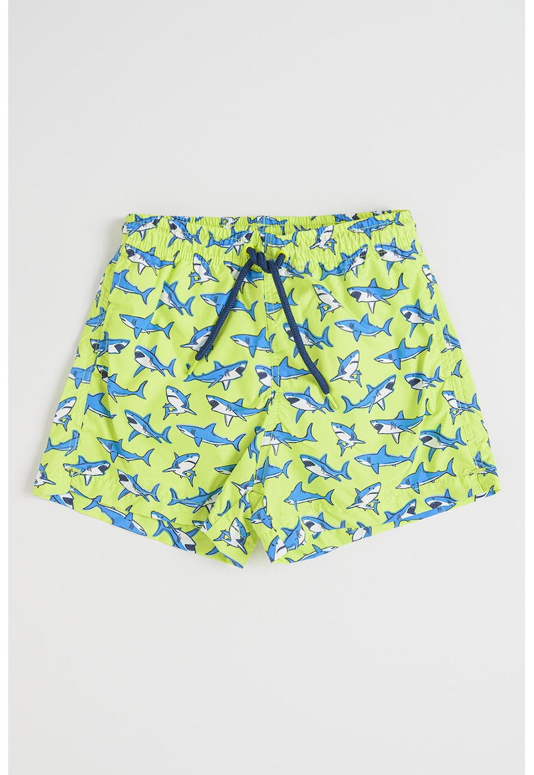 Pantaloni scurti de baie cu model cu rechin - Verde lime