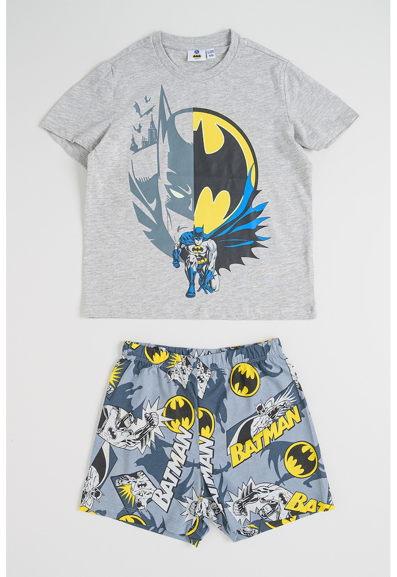 Pijama scurta cu model cu Batman - Galben/Gri melange