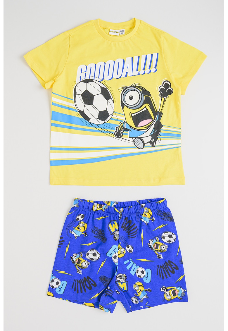 Pijama scurta cu model cu Minions - Galben/Albastru