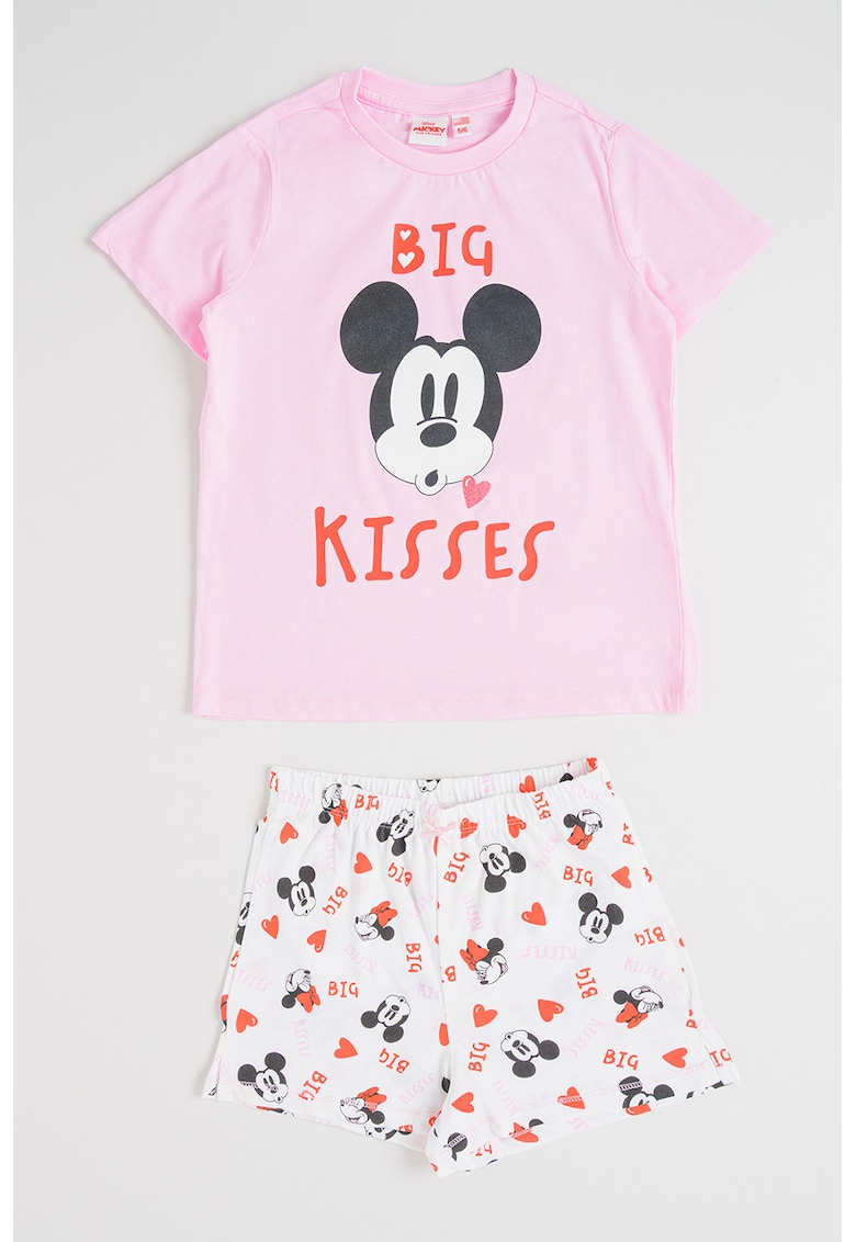 Pijama scurta cu model cu Mickey Mouse - Alb/Roz deschis