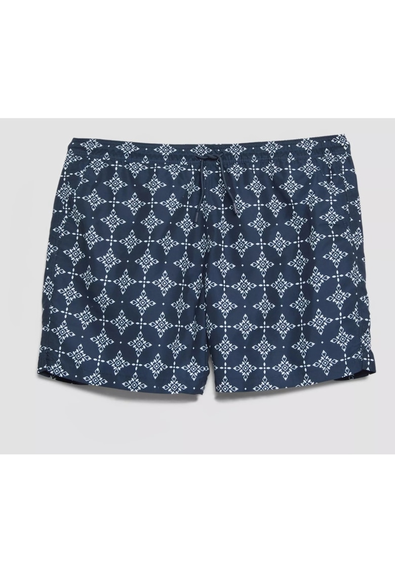 Big Sizes Costum de baie barbati big sizes - imprimeu cu model - Relaxed Fit - Albastru inchis