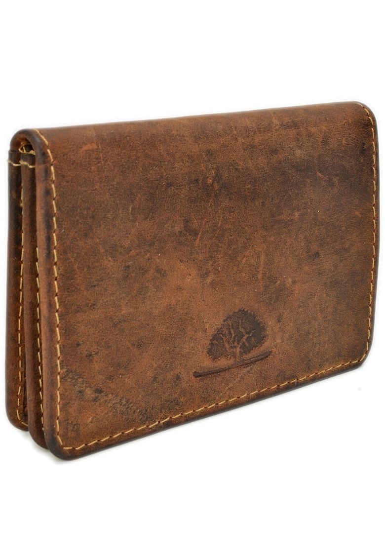 Portofel barbati piele naturala maro antichizat 10.5 x 7.5 x 3.0 cm - Vintage -