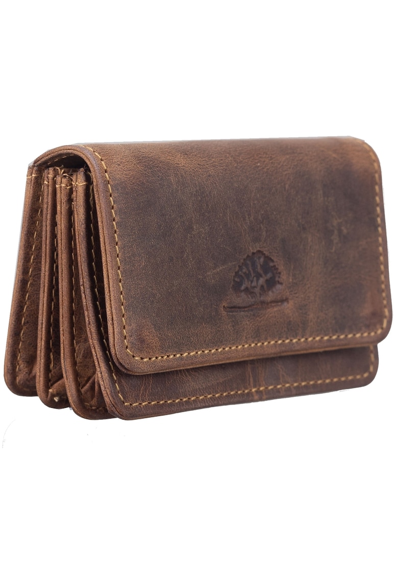 Portofel dama piele naturala maro antichizat 10 x 7 cm - Vintage-RFID -
