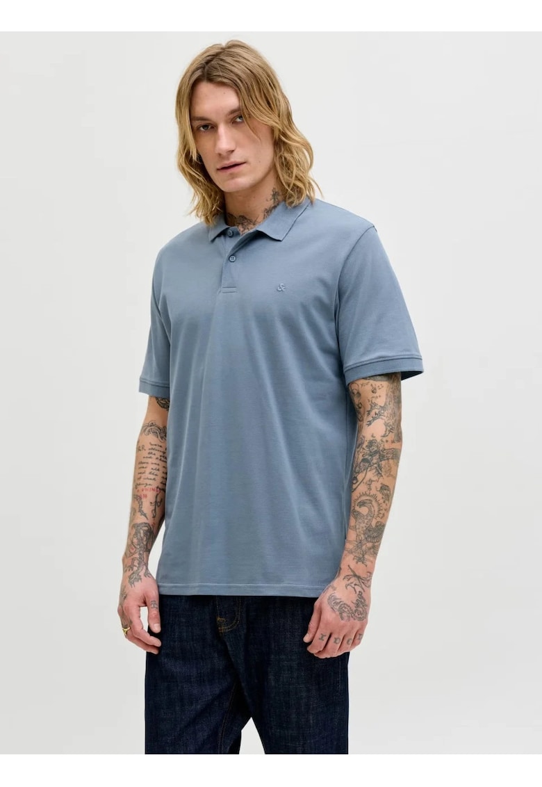 Tricou polo Basic - Slim Fit - din bumbac - Albastru