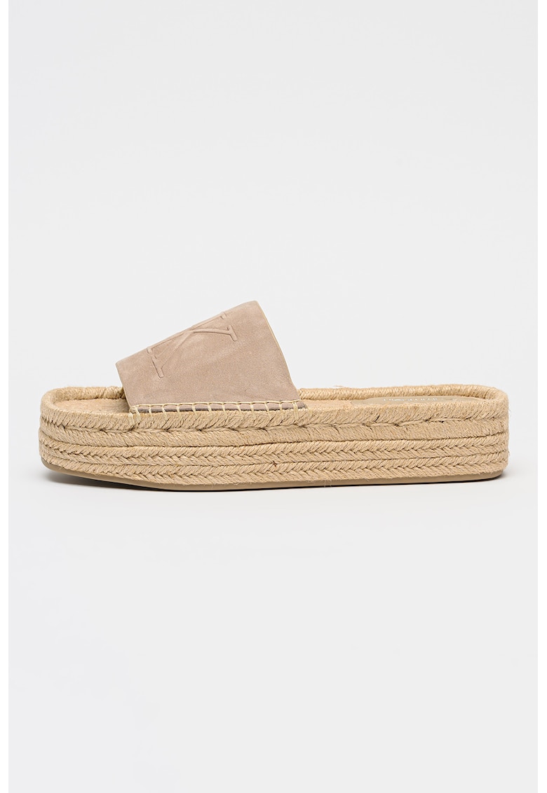 Papuci-espadrile cu logo - Maro nisip