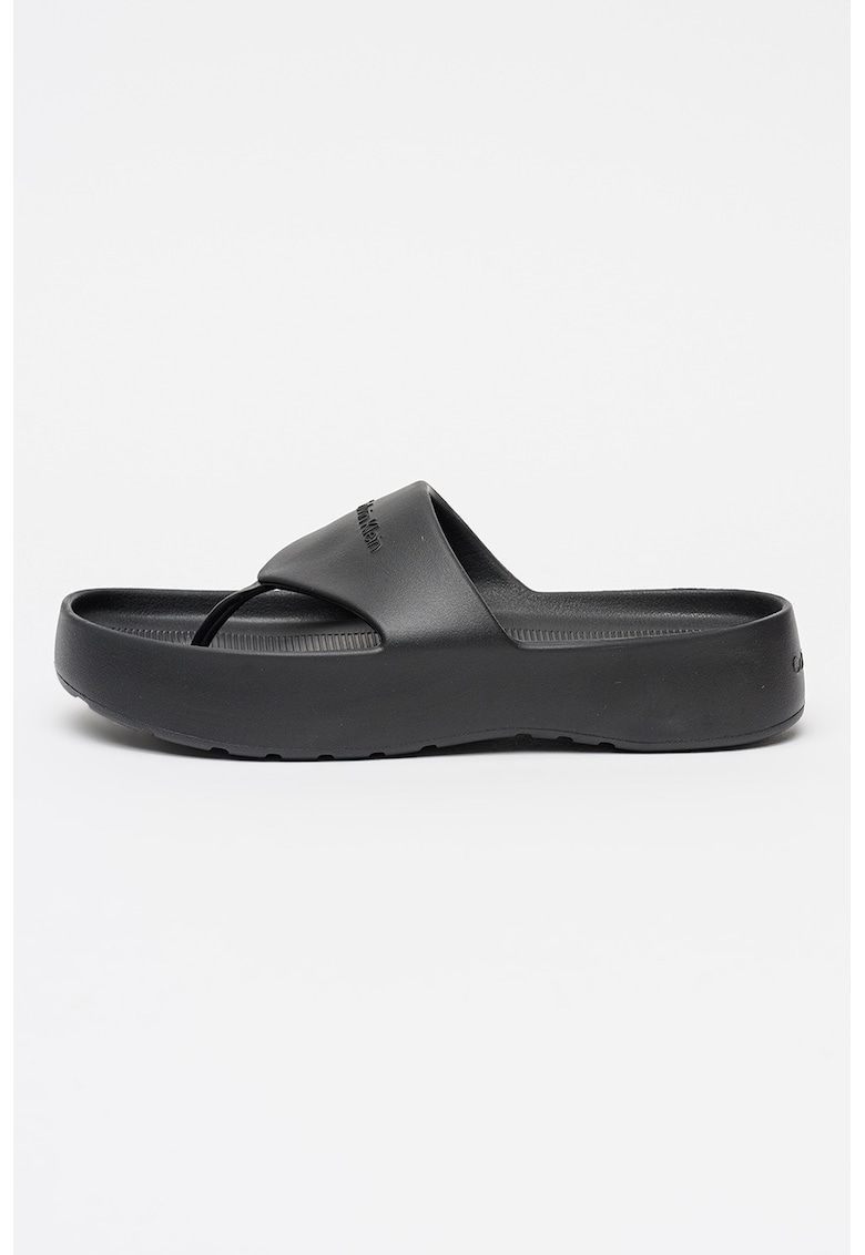 Papuci flip-flop uni cu logo - Negru