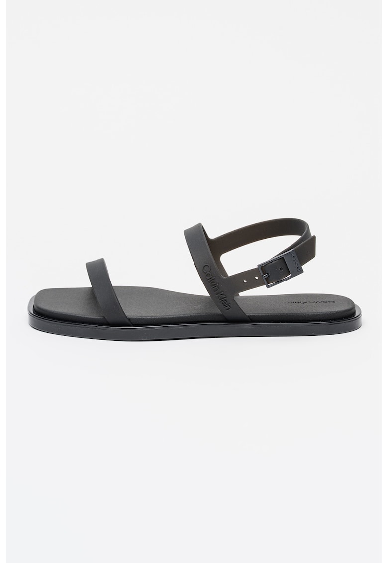 Sandale din material sintetic cu bareta pe glezna - Negru stins