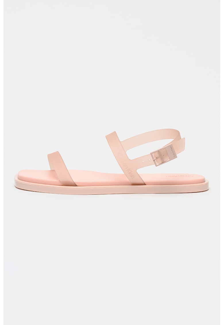 Sandale din material sintetic cu bareta pe glezna - Roz pastel