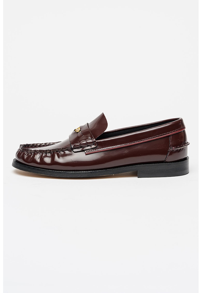 Pantofi loafer din piele lacuita - Auriu/Maro cognac