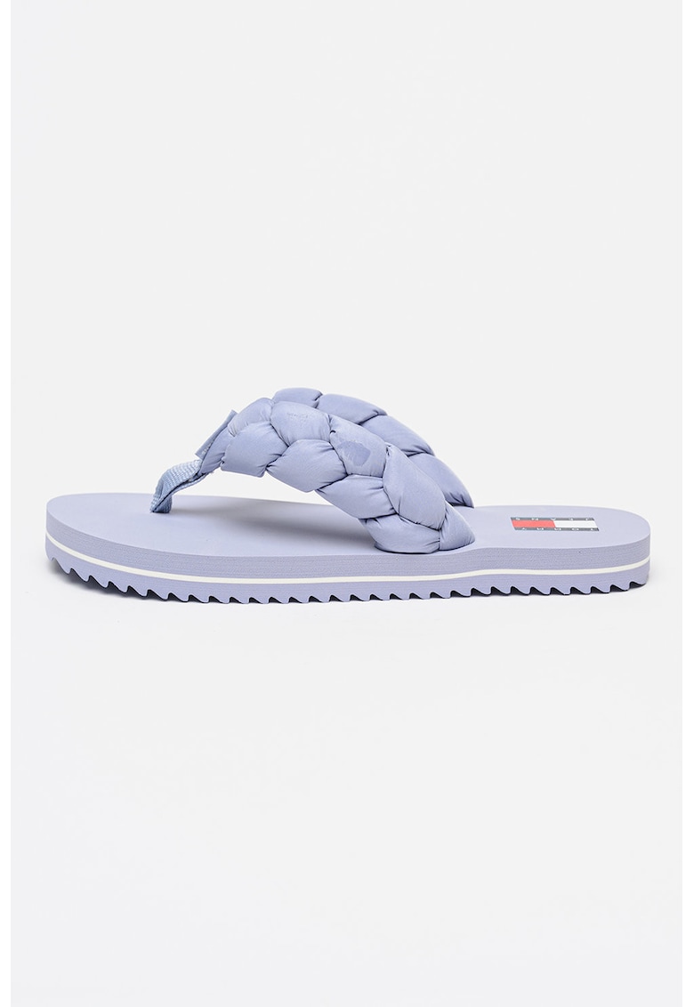Papuci flip-flop cu aspect impletit - Albastru azur