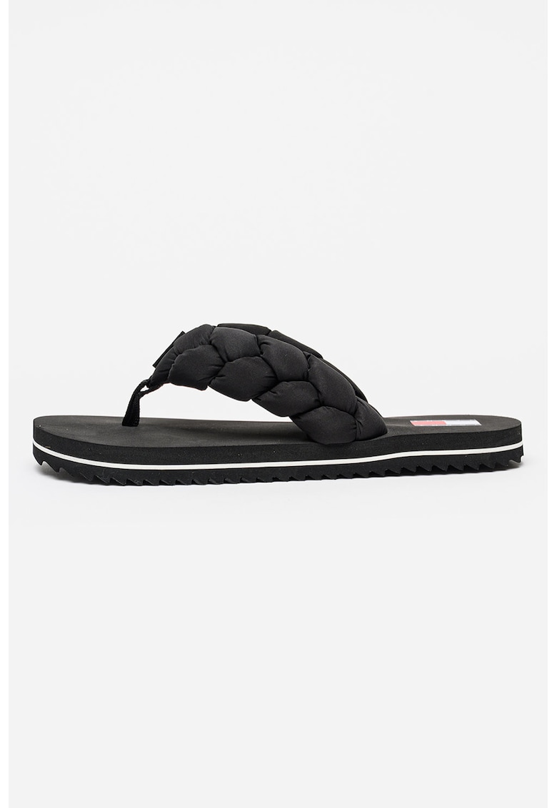 Papuci flip-flop cu aspect impletit - Negru
