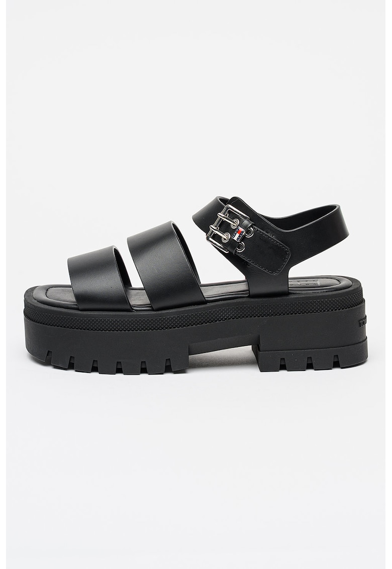 Sandale de piele cu aspect masiv - Negru