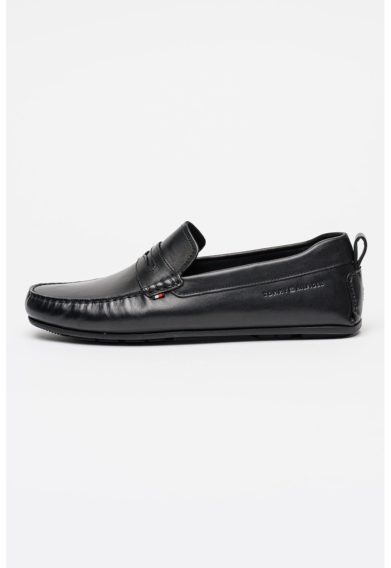 Pantofi loafer de piele cu logo Core - Negru