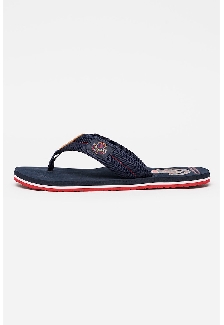Papuci flip-flop cu logo si aplicatie - Bleumarin
