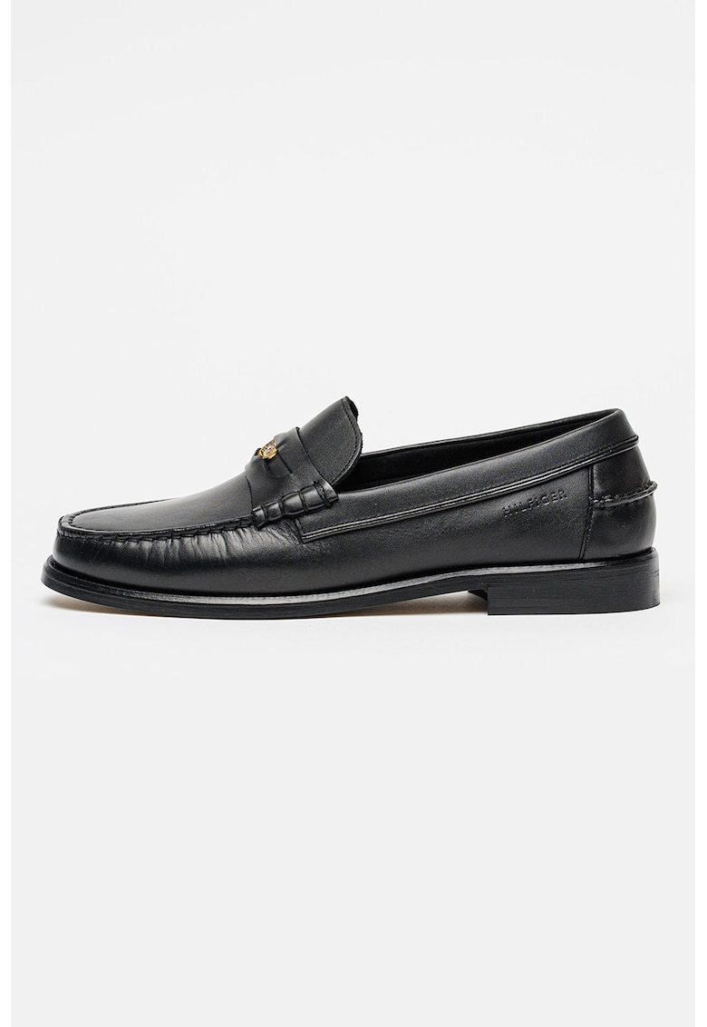 Pantofi loafer din piele cu detaliu logo - Auriu/Negru