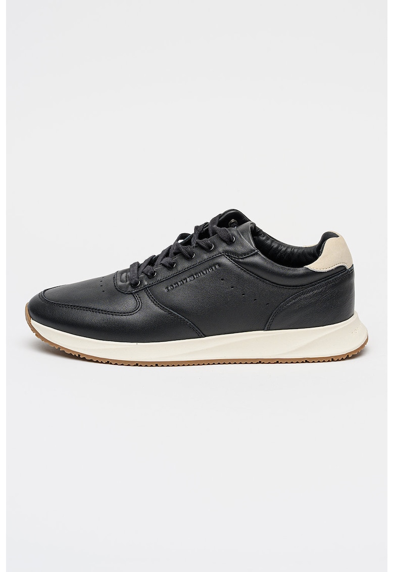 Pantofi sport low-cut din piele - Negru/Alb murdar