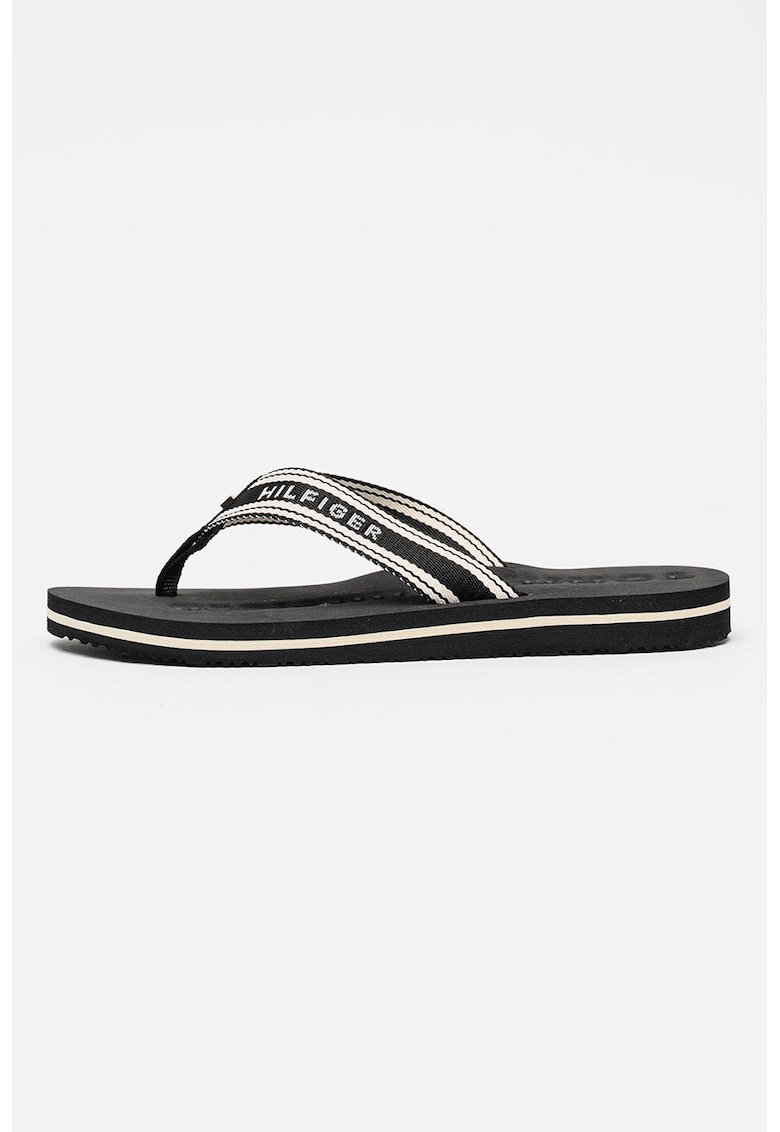 Papuci flip-flop cu logo - Alb/Negru