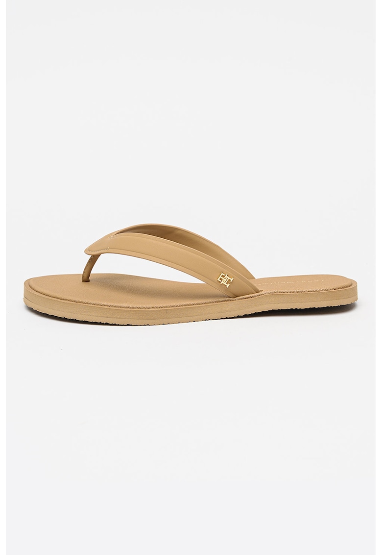 Papuci flip-flop din piele ecologica - Caramel