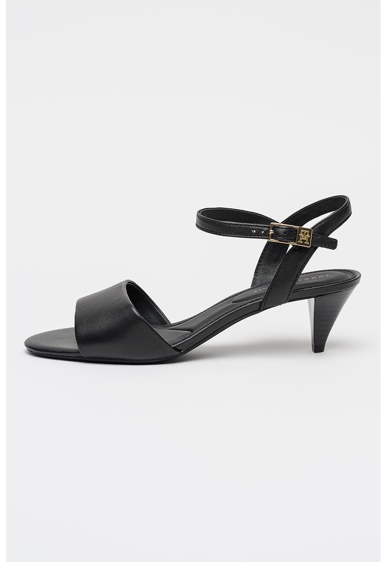 Sandale cu toc kitten - Auriu/Negru