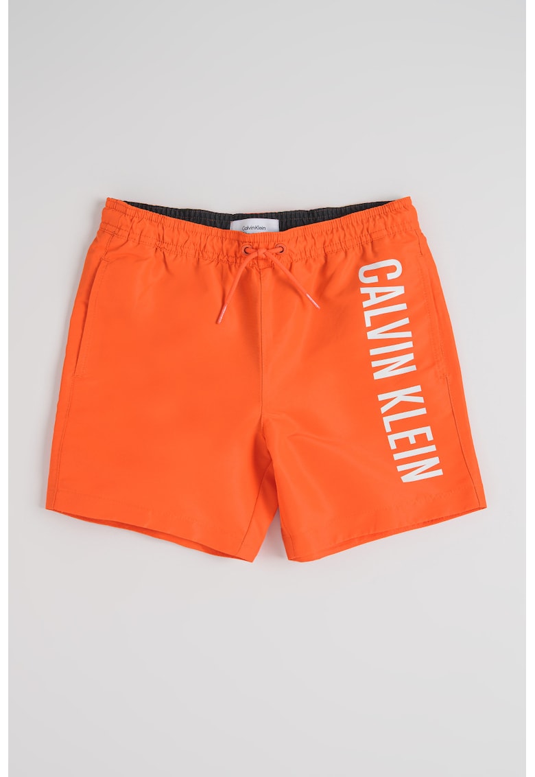 Pantaloni scurti de baie cu interior de plasa - Portocaliu mandarina/Alb optic