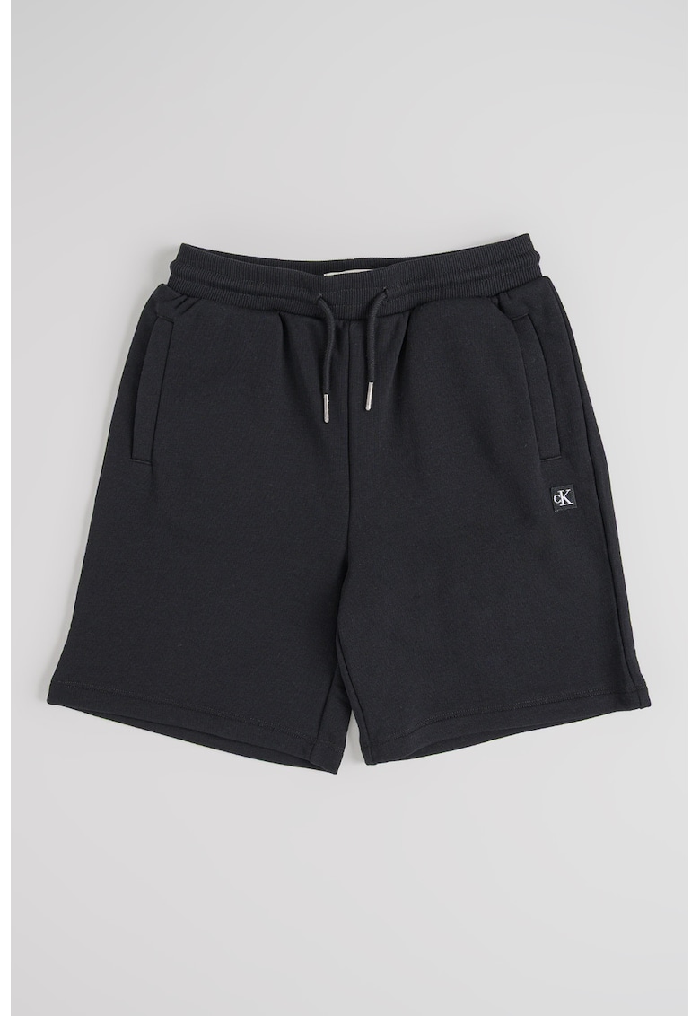 Pantaloni scurti din bumbac organic cu snur in talie - Negru