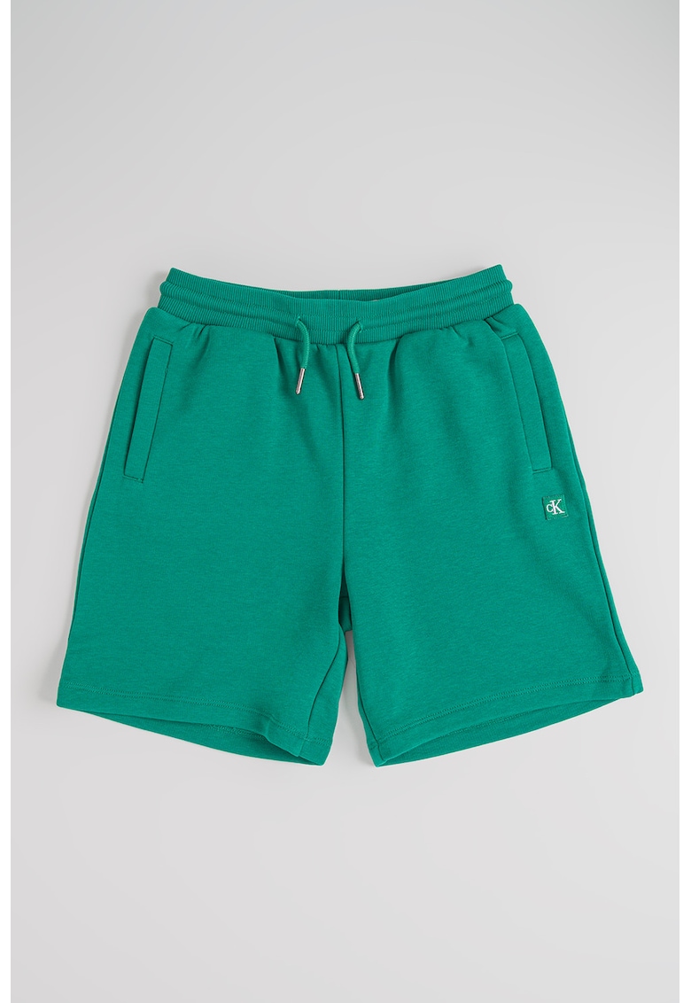 Pantaloni scurti din bumbac organic cu snur in talie - Verde