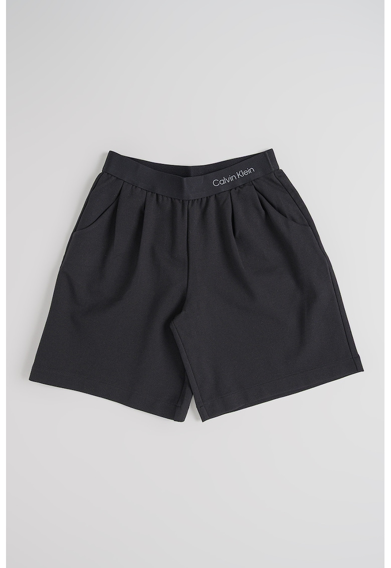 Pantaloni scurti cu logo in talie - Negru