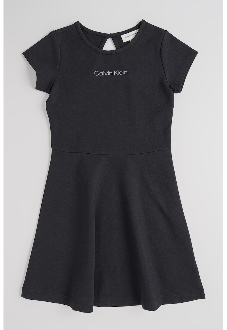 Rochie evazata cu logo - Negru