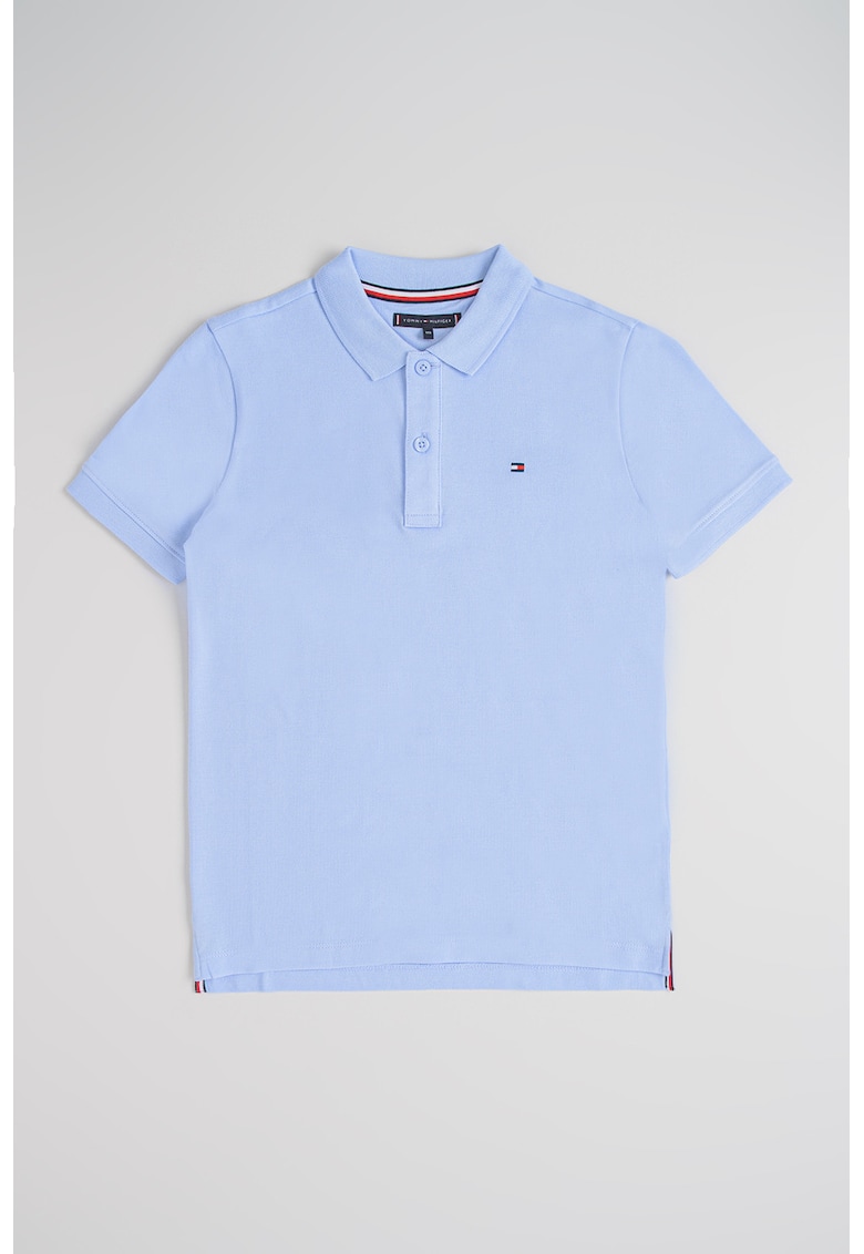 Tricou polo din bumbac Flag - Albastru lavanda