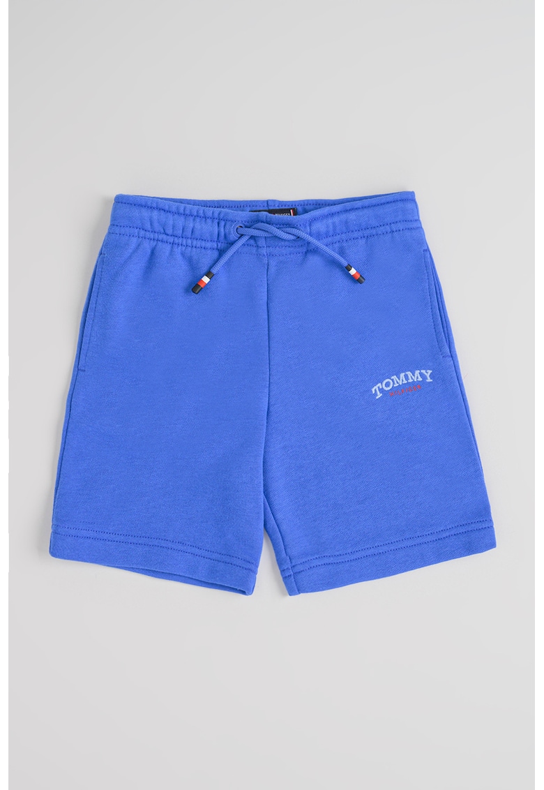 Pantaloni scurti din amestec de bumbac cu snur - Albastru royal