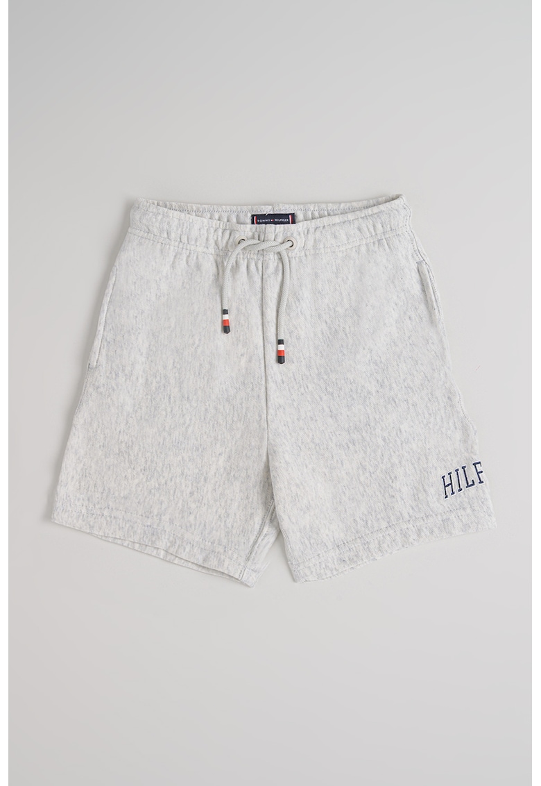 Pantaloni scurti ampli cu snur - Gri deschis melange