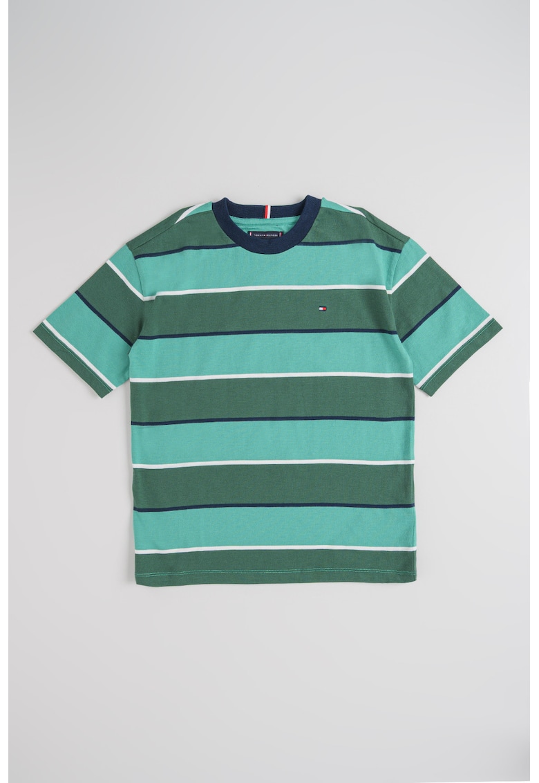 Tricou de bumbac cu dungi - pentru rugby - Verde